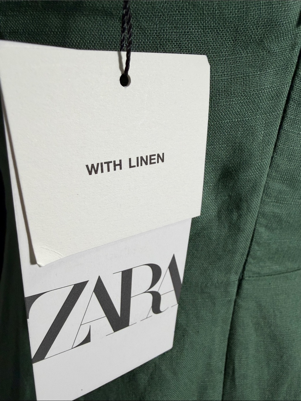 Zara Strapless Midi Dress in Sage Green with Linen - Picture 4 of 4